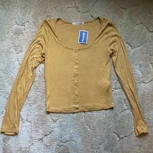 💥2/12💥 Caution To The Wind Mustard Yellow Ribbon Top